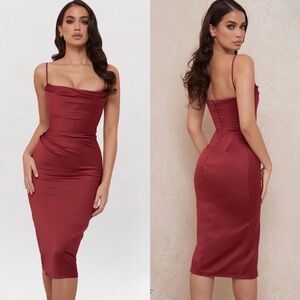 House of CB Burgundy Midi Dress